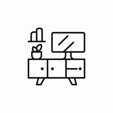 Kabine TV seti stand simgesi vektörü