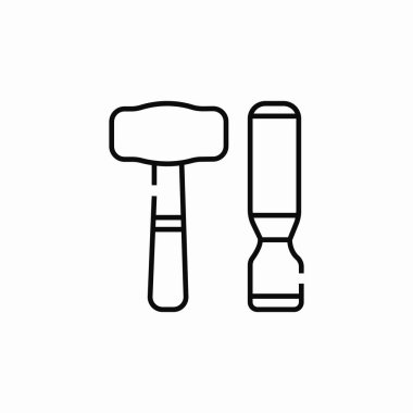 Shisel çekiç simgesi işaret vektörü oyuluyor