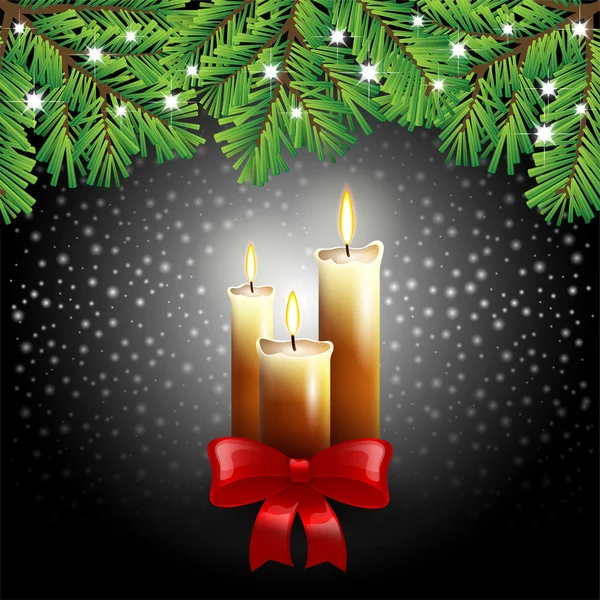 Christmas candles on black background — Stock Vector