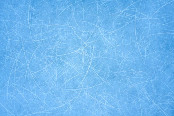 冰蓝色背景 冰上溜冰痕迹 冰冷的水 霜冻冰质感 冬季图形抓痕 曲棍球运动渲染图像 — 图库照片