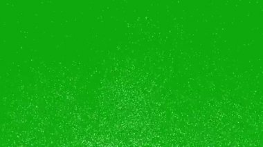 Hızlı düşen beyaz kar ya da yeşil arka planda küçük soyut pullar. Havadaki dinamik rüzgar parçacıkları. Kaotik hareket. Tasarım animasyonu, kroma anahtarı. 4K.