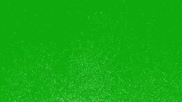 Szybko Padający Biały Śnieg Lub Małe Abstrakcyjne Płatki Zielonym Tle — Wideo stockowe