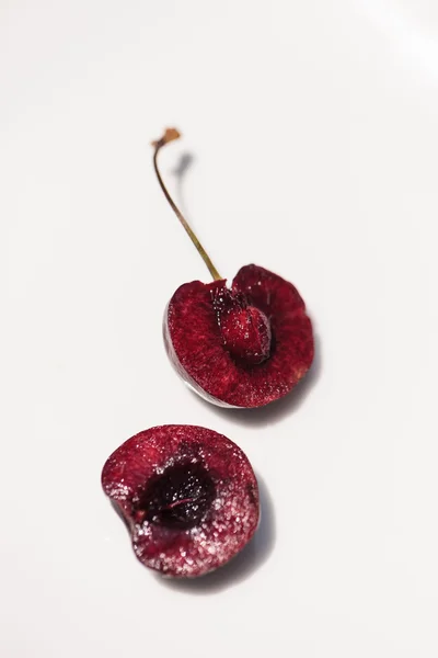 Macro of a dark red black cherry — Stock Photo, Image