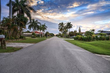 Napoli Park Caddesi, gün batımında Napoli, Florida 'da okyanusa doğru gidiyor.