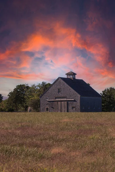 Sunset Rustic Barn Field Cape Cod Massachusetts — Stock Photo, Image