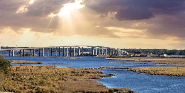 Atchafalaya Basin Bridge Também Chamada Louisiana Airborne Memorial Bridge Estende — Fotografia de Stock