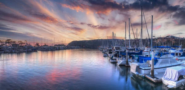 Pink Sunset Boats Harbor Dana Point California — Stock Photo, Image