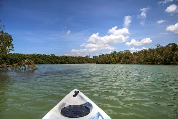 Kayak Traverse Les Cours Eau Résidentiels Près Clam Pass Naples — Photo