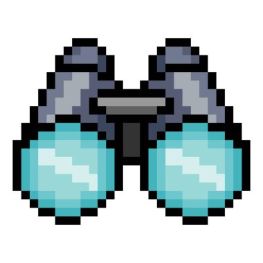 Beyaz arkaplanda izole edilmiş pikselli dürbünler