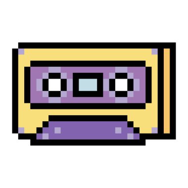 Piksel sanatında ses kaseti beyaz arkaplanda izole edildi