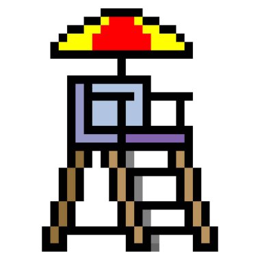 Beyaz arkaplanda pikselli cankurtaran sandalyesi