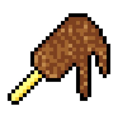 Beyaz arka planda izole edilmiş pikselli çikolatalı dondurma.