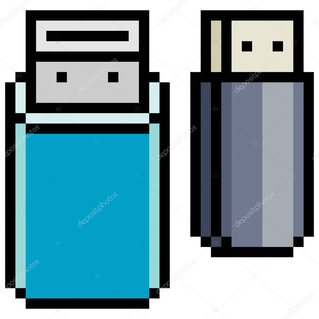 USB flash drive in pixel art style
