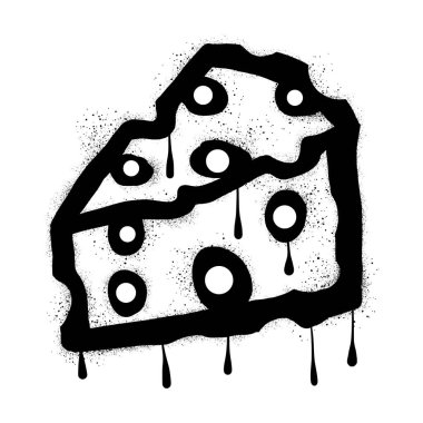 Siyah sprey boyalı peynir grafitisi.