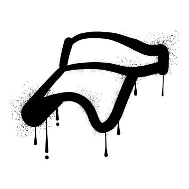 Siyah sprey boyayla çizilmiş golf şapkalı graffiti.