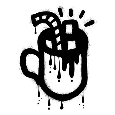 Elle çizilmiş sıcak çikolata ve siyah sprey boya graffiti.