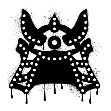 Samuray miğferi, siyah sprey boyalı grafiti.