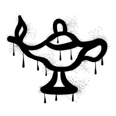 El çizimi sihirli lamba grafiti ile siyah sprey boya