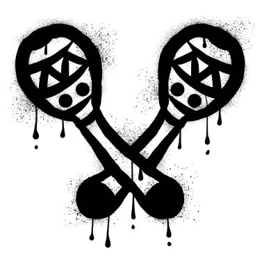 Siyah sprey boyayla çizilmiş marakas grafitileri.