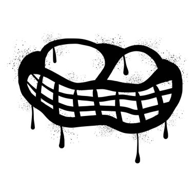 Siyah sprey boyalı el yapımı grafiti fıstığı.