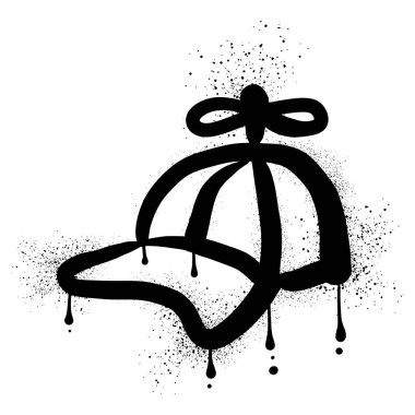 Siyah sprey boyalı pervaneli şapka grafitisi