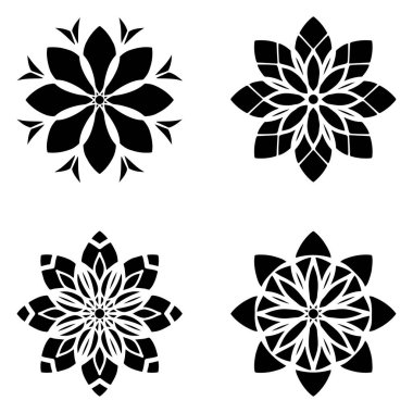 Çiçek desenli basit mandala kalıpları.