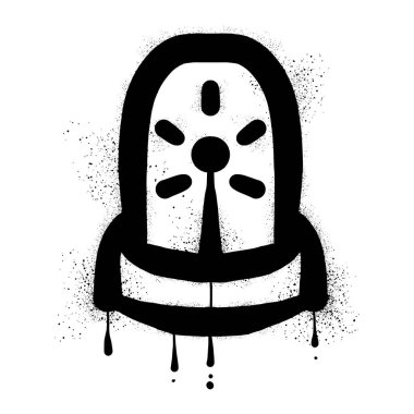 Siyah sprey boyalı siren. Graffiti tarzı.