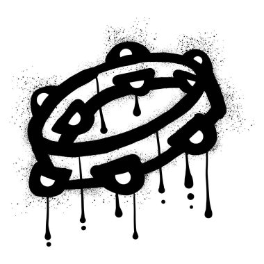 Siyah sprey boyayla çizilmiş tef.