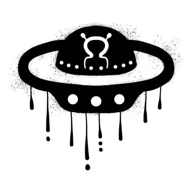 Siyah sprey boyalı bir UFO.