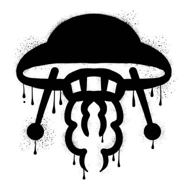Siyah sprey boyalı bir UFO.