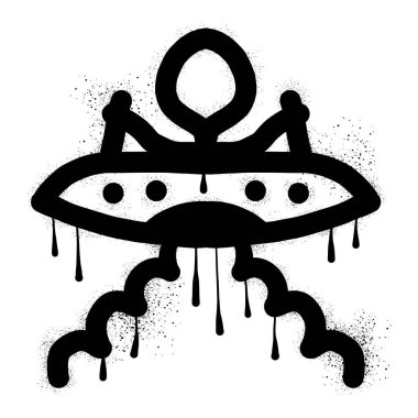 Siyah sprey boyalı bir UFO.