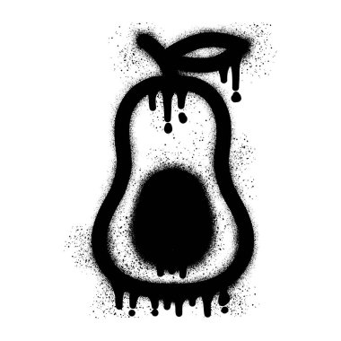 Avokado dilimli, siyah sprey boyalı grafiti.