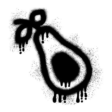 Avokado dilimli, siyah sprey boyalı grafiti.