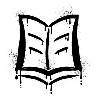 Siyah sprey boyayla çizilmiş kitap yazısı.