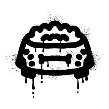 Siyah sprey boyayla çizilmiş köpek kasesi grafitisi.