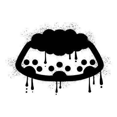 Siyah sprey boyalı köpek tabağı grafitisi.