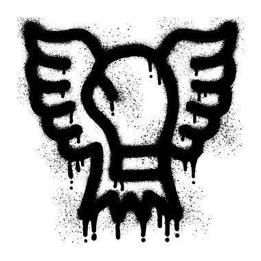 Boks eldiveni ve kanat grafiti ile siyah sprey boya.