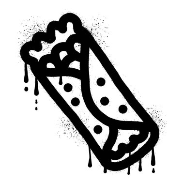 Siyah sprey boyayla çizilmiş Meksika yemeği grafitisi.