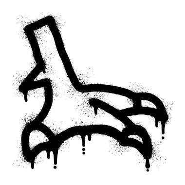 Siyah sprey boyalı Chiken ayaklı grafiti.