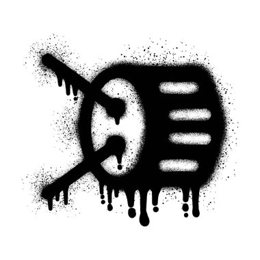 Siyah sprey boyalı davul grafiti.