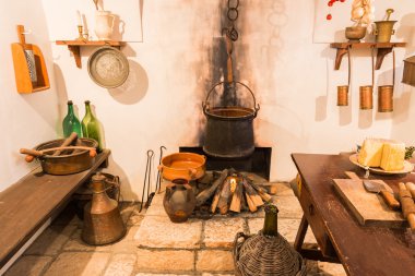 İtalya geleneksel eski mutfak.