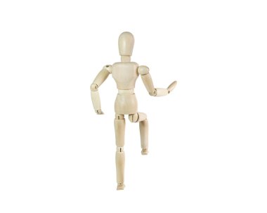 Beyaz bir arka plan üzerinde izole tahta kukla