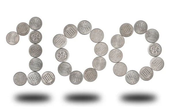 Shape of 100 yen coins japanese money. — Stock Photo, Image