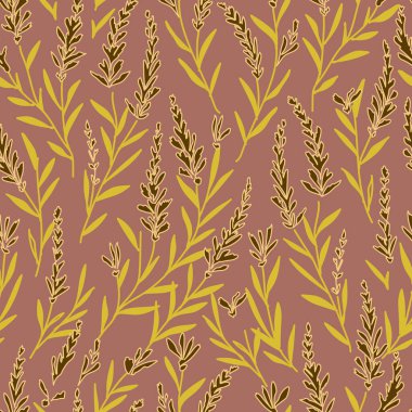 Tree leaves and flowers seamless pattern. Genista Aetnensis vector illustration. Modern exotic design for paper, cover, fabric . Vector illustration.