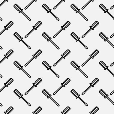 Çizgi film karalaması tornavida, dikişsiz desen. Vektör illüstrasyonu