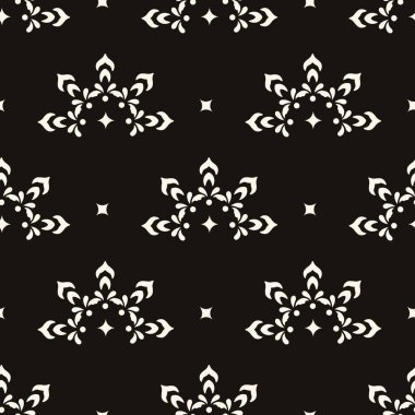 Basit minimalist çiçek deseni. Küçük çiçek şekilli, en az pürüzsüz doku. Soyut siyah-beyaz geometrik arkaplan. Yazdırmak için, paket