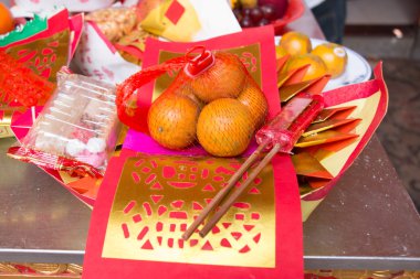 Pattern of Joss Paper and Orange , Chinese or Lunar new year for clipart