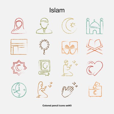 Stil karakalem İslam renkli simgeler