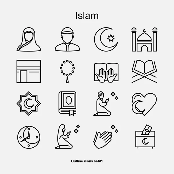 Conjunto de belos ícones notavelmente adequados para Ramadã — Vetor de Stock
