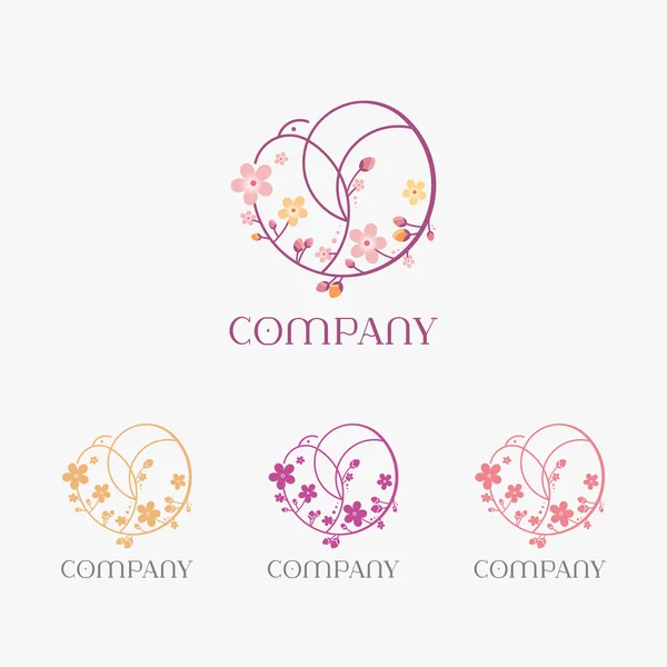 Logotipo com beija-flores para salão de beleza — Vetor de Stock